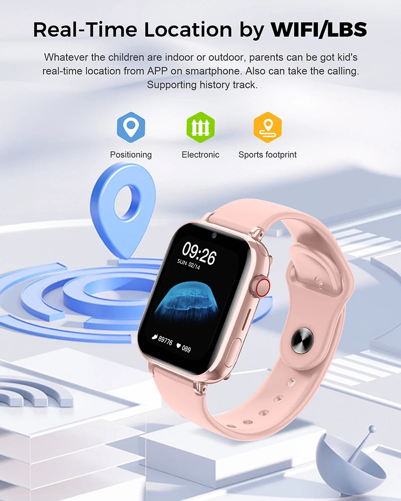 Kids 4G Smart Watch SOS GPS Location Tracker Sim Card Video Call WiFi Chat Camera Flashlight Waterproof Smartwatch For Children