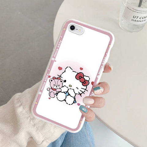 Phone Case for For Apple iphone 6 7 8 Plus SE 2022 Girls Anti-drop Cartoon Cinnamoroll Kuromi Hello Kitty Silicone Printed Cover