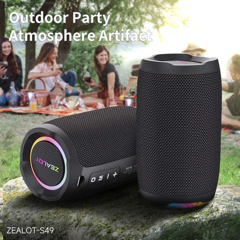 Zealot S49 20W Portable Ourdoor Wireless Subwoofer Speaker,Waterproof IPX 6,Dual Pairing,3600mAh Battery, 12 Hours Playtime