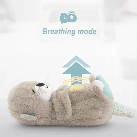 Breathing Bear Baby Soothing Otter Plush Doll Toy Baby Kids Soothing Music Baby Sleeping Companion Sound and Light Doll Toy Gift