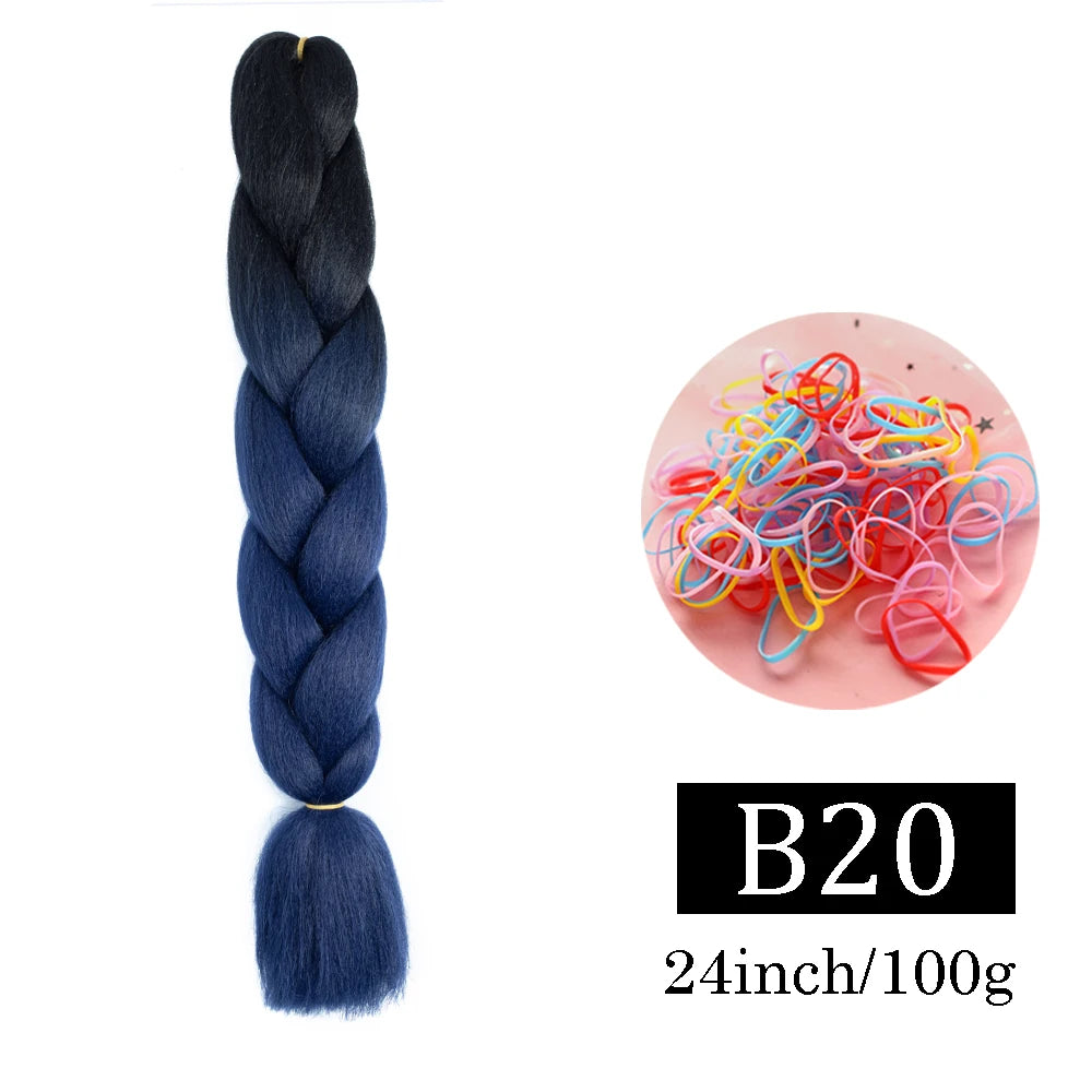 24 Inch Jumbo Braids Extensions Synthetic Braiding Hair Afro Ombre Color kanekalon Hair for Children Braid