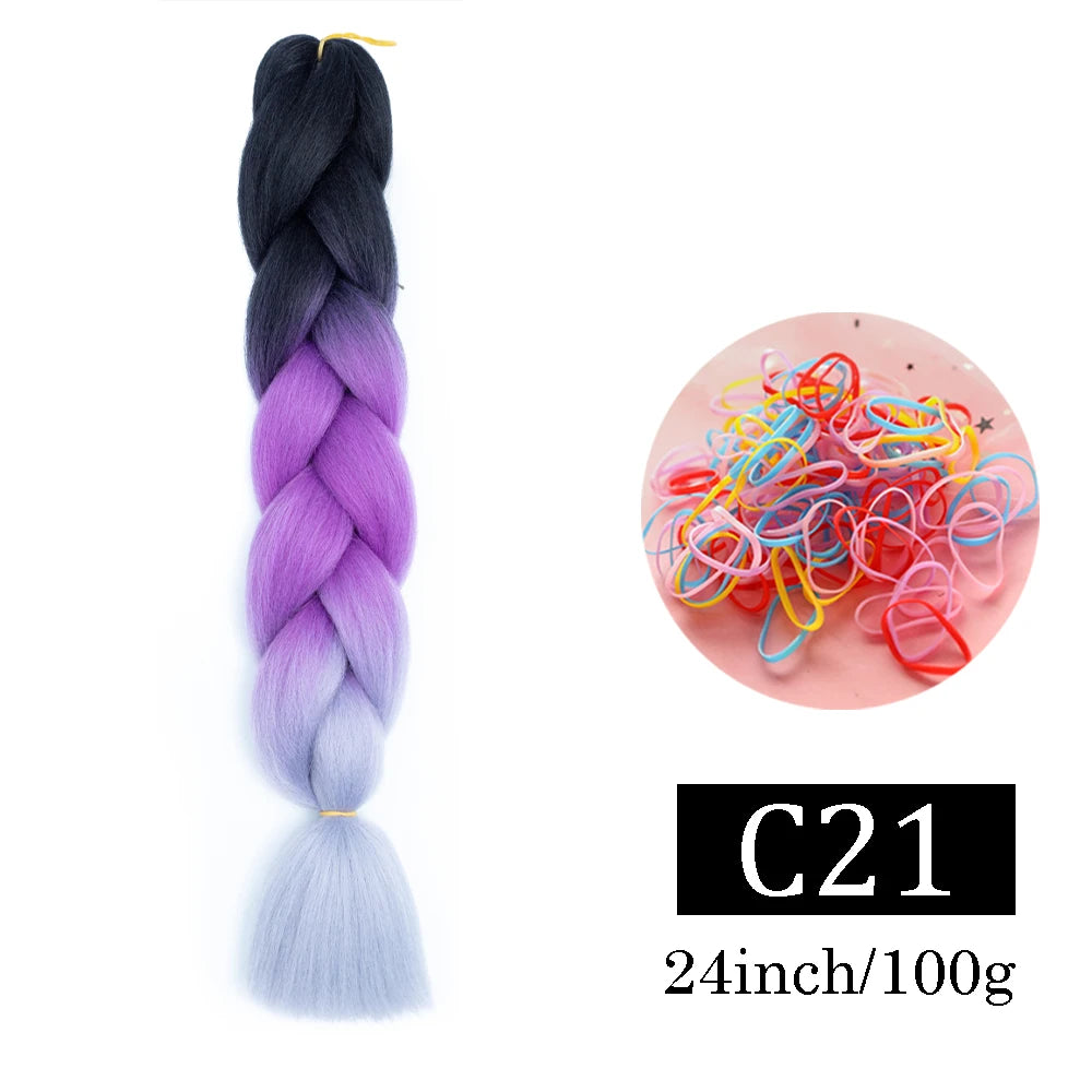 24 Inch Jumbo Braids Extensions Synthetic Braiding Hair Afro Ombre Color kanekalon Hair for Children Braid