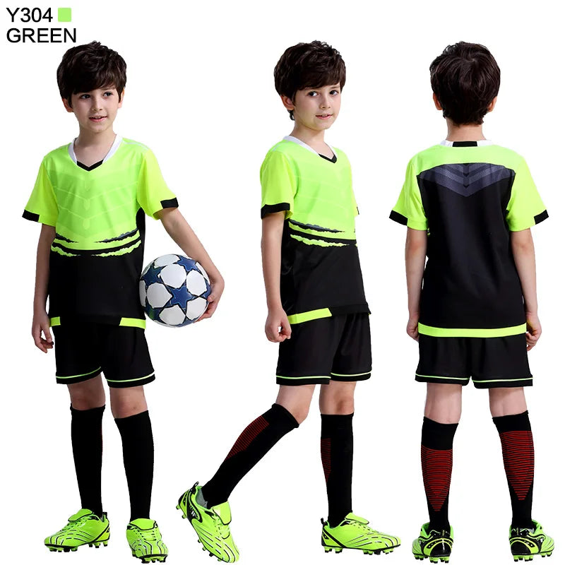 Kids Football Jersey Personalized Custom Boy Soccer Jersey Set Polyester Soccer Uniform Breathable Football Uniform For Children