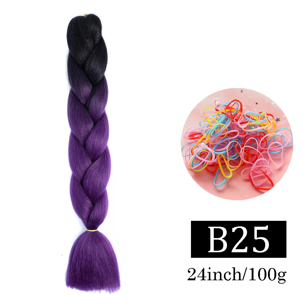 24 Inch Jumbo Braids Extensions Synthetic Braiding Hair Afro Ombre Color kanekalon Hair for Children Braid