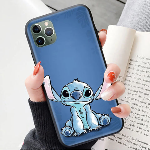 Black Case for iPhone 6 6s 5 5s 7 8 SE XR Plus 15 Pro Max Cover Z-63 Lilo & Stitch