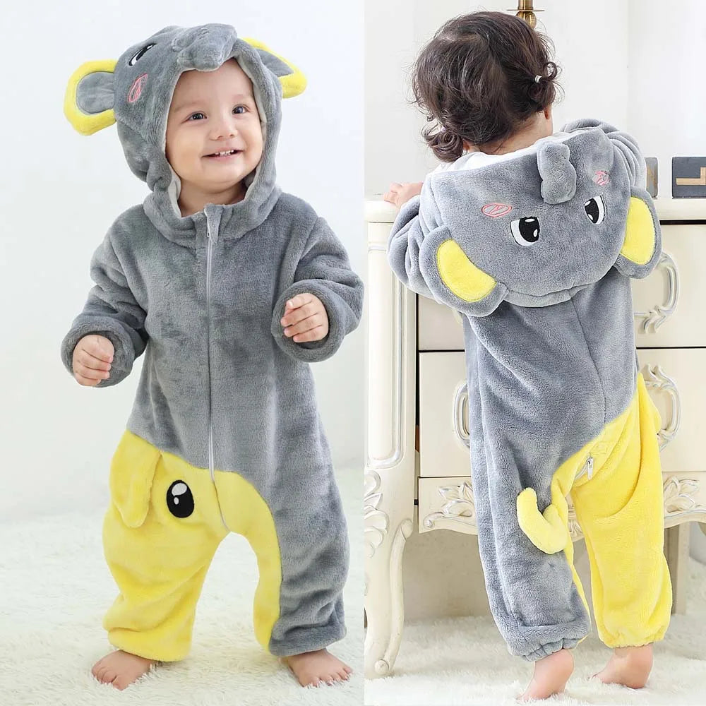 Newborn Baby Boy Clothing Animal Cartoon Hooded Jumpsuits Winter Baby Pajamas Onesies Kids Sleepwear Newborn Baby Pyjamas