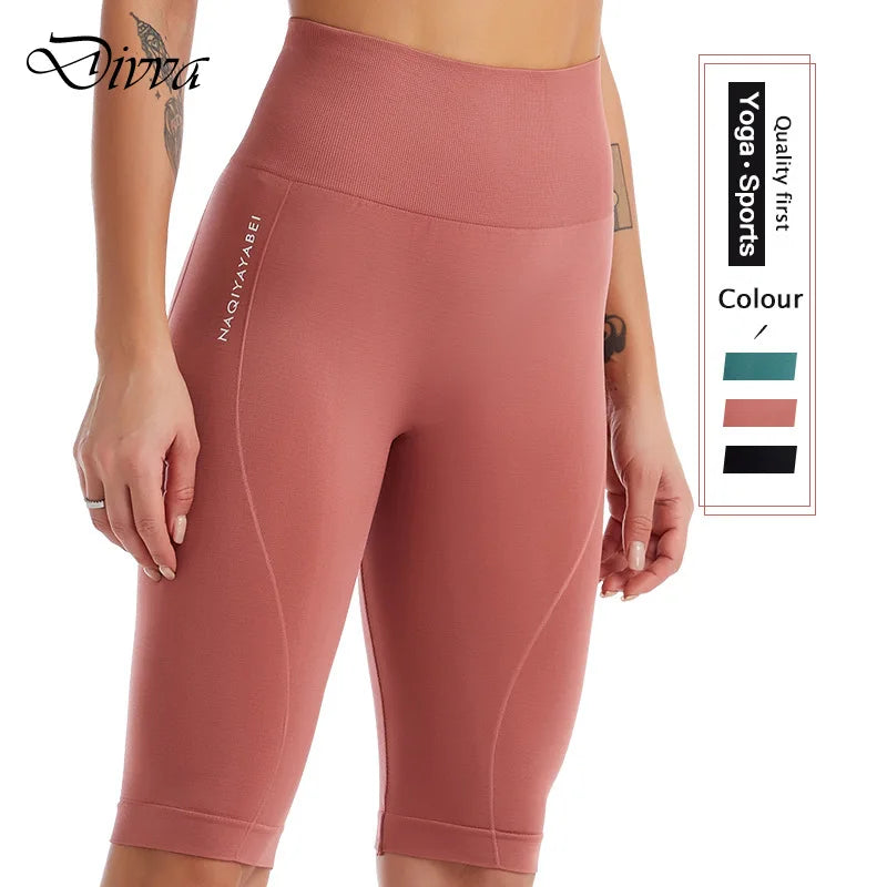 High Waist Sports Shorts Women Naked Feeling Workout Push Up Leggings Tummy Control Yoga Running Fitness Gym Slim Pants