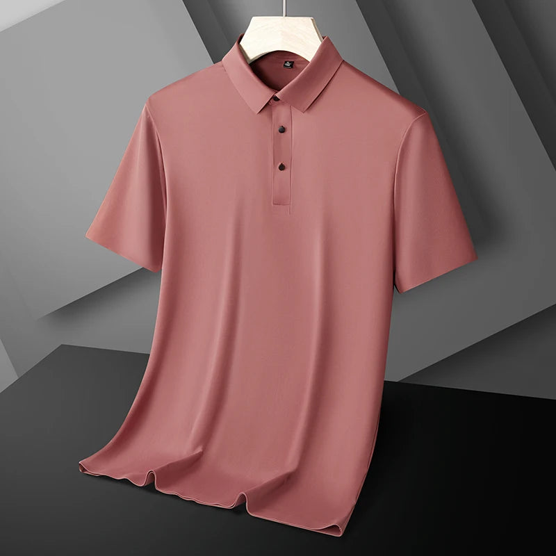 Summer Men Polo Shirt Cool Thin T Shirt Zipper