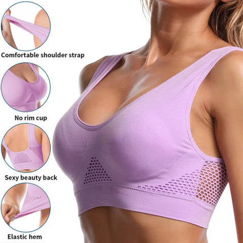 Seamless Mesh Women Sports Bras Fitness Gym Running Underwear