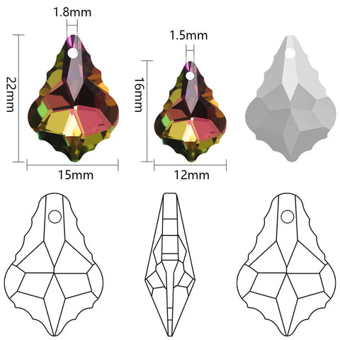 Single Hole Charms Crystal Baroque Pendants Maple Leaf