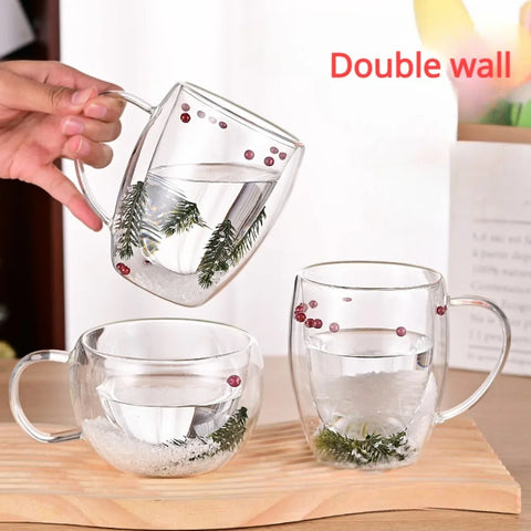 Double-Walled Espresso Cups Heat Insulated Quicksand Water Cups