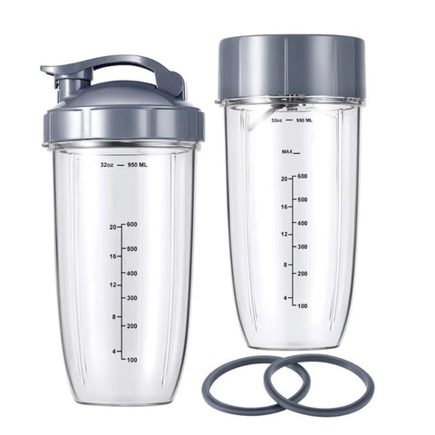 Replacement Cups with Lids and Rubber Gaskets for NutriBullet Blender 900W Mixer