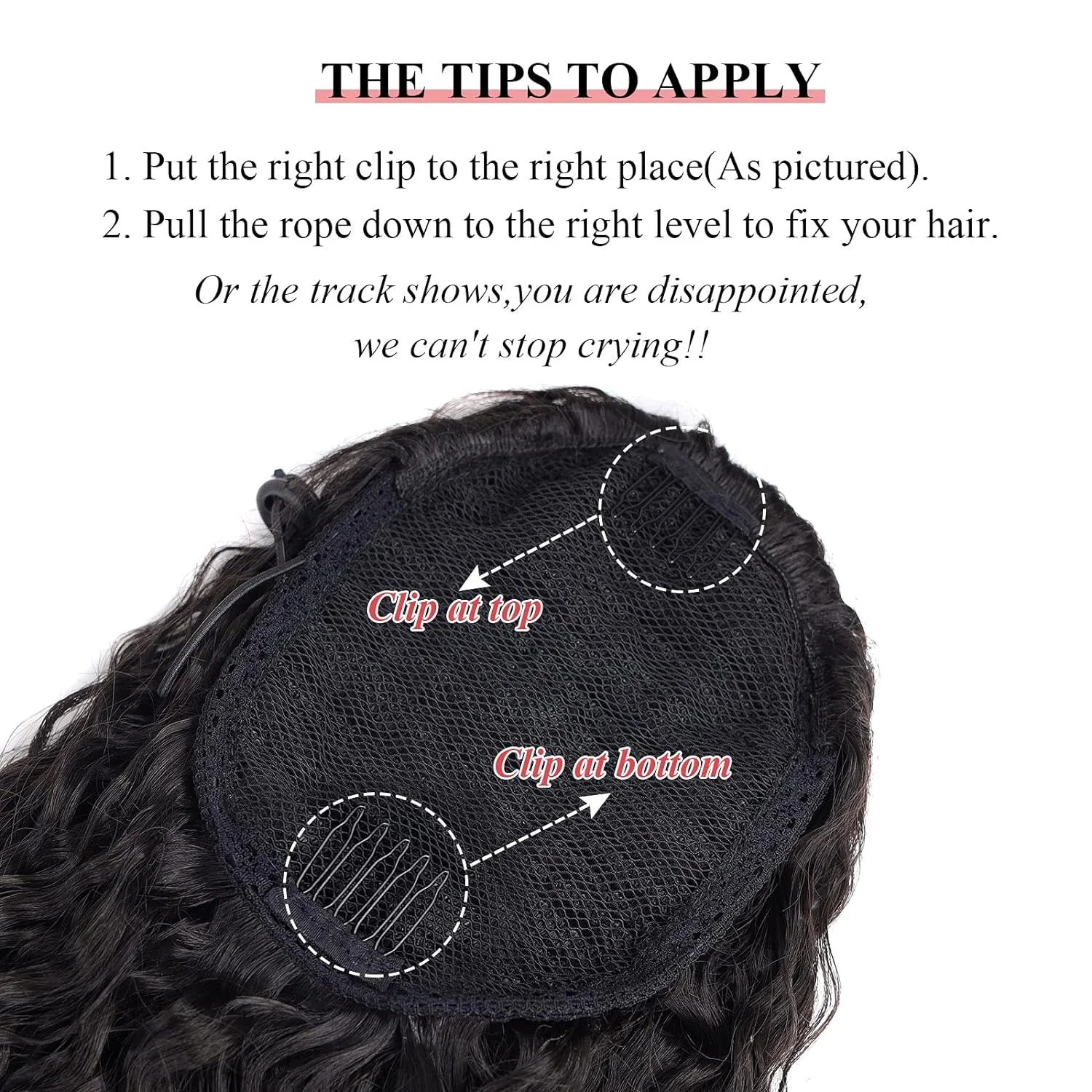 22 Inch Deep Curly Ponytail Extension Drawstring Ponytails Black Wig For Women Synthetic Hair Extensions Curly Daily Party Use