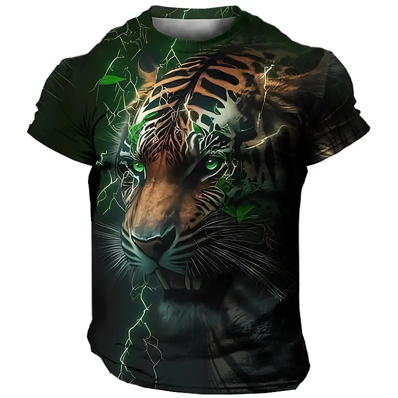 Men's T-Shirt 3D Tiger Print T Shirt Streetwear Quick Dry Fashion