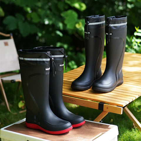 Waterproof Short and Mid.Calf Length Non-Slip Drawstring Rubber Boots