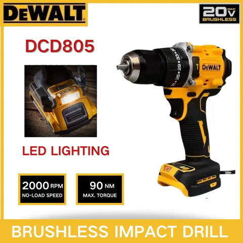 DEWALT DCD 805 Screwdriver 20v Brushless Drill Rechargeable Lithium Battery Impact Drill Electric Drill Driver Power Tools