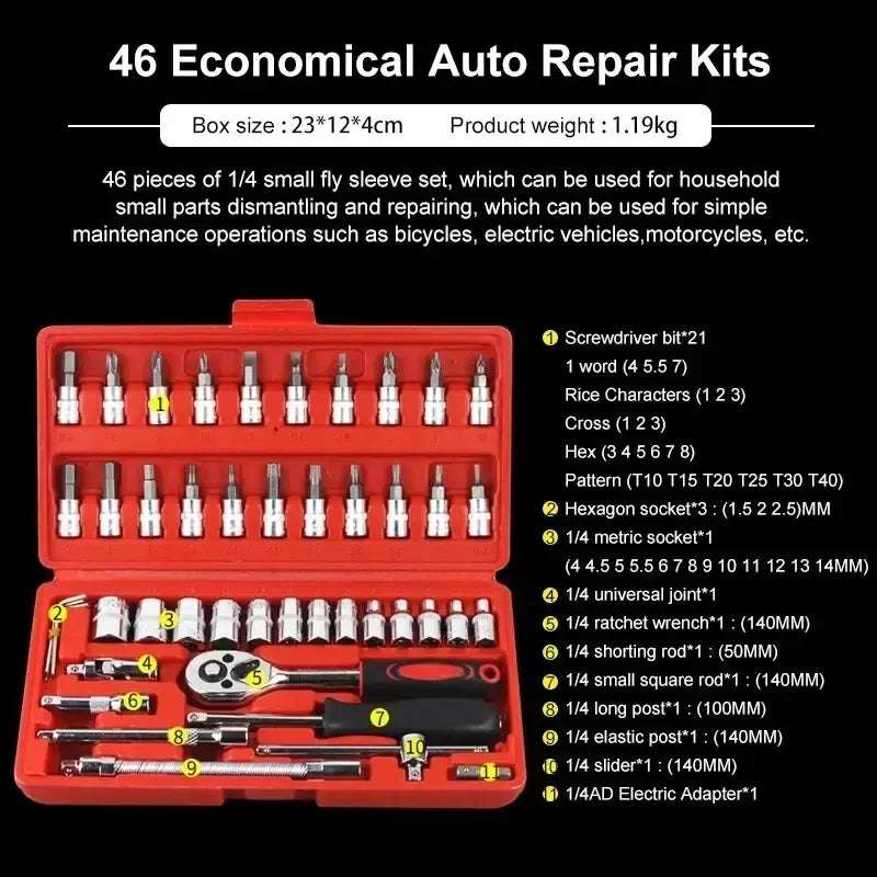 46pcs Socket Set Car Repair Tool