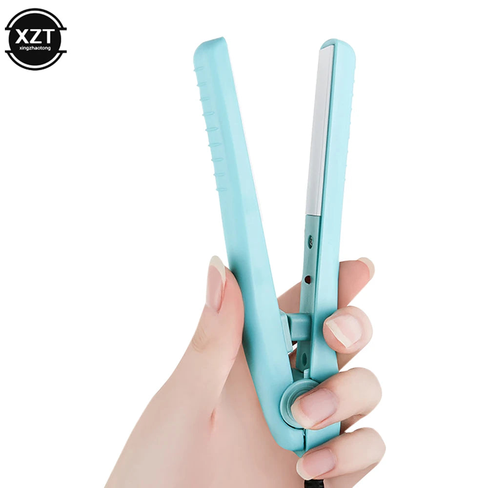 2 in 1 Portable Mini Hair Straightener Curling Iron Ceramic Straightening Styling Tools Curling And Straightened Dual-use Splint