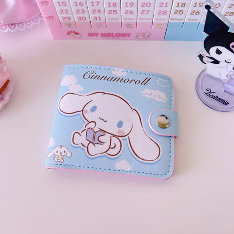 New Sanrio PU Card Holder Women's Wallet Hello Kitty Kulomi Melody Cinnamoroll Portable ID Card Coin Purse Cute Girls Gifts