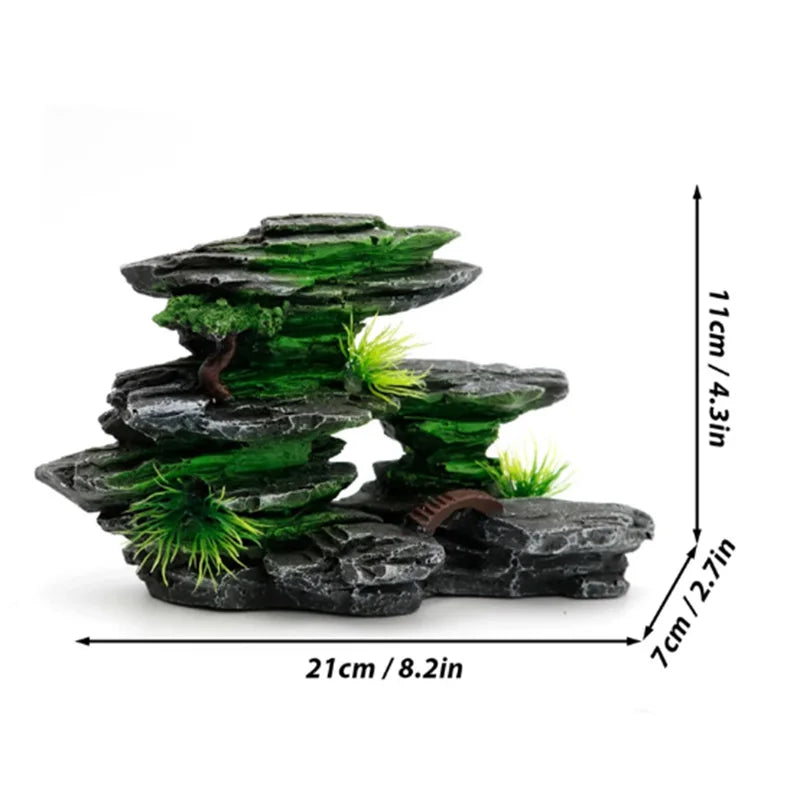 Fish Tank Landscaping Creative Rockery Fish Tank Turtle Ornaments Decoration Resin Rockery Aquarium Shelter Cave Crafts Ornament