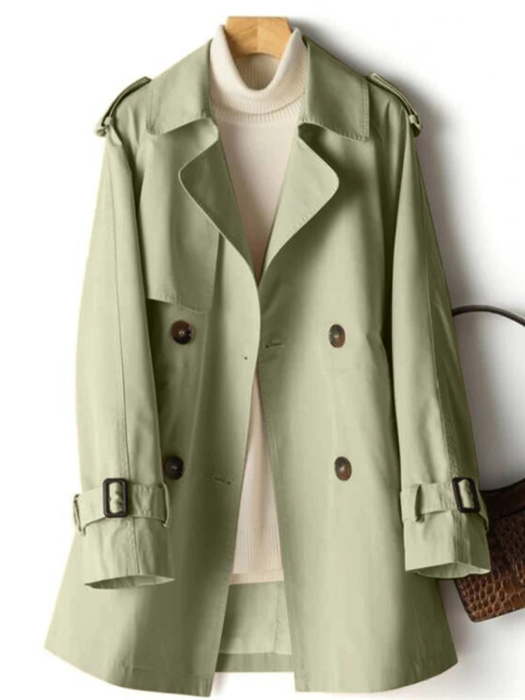 Korean Double Breasted Mid-Long Woman Trench Coat