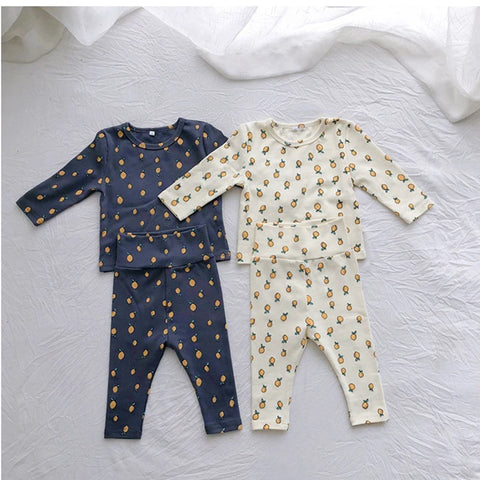 2023 Autumn New Children's Sleepwear Korean Casual Boys Girls Clothes Baby Kids Pajamas 2 Piece Loungewear Set For 3 6 9 12 18M