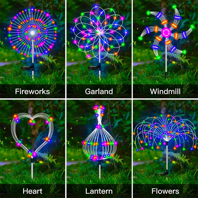 4Pcs Solar LED Firework Fairy Light Outdoor Garden Decoration Lawn Pathway Light For Patio Yard Party Christmas Wedding