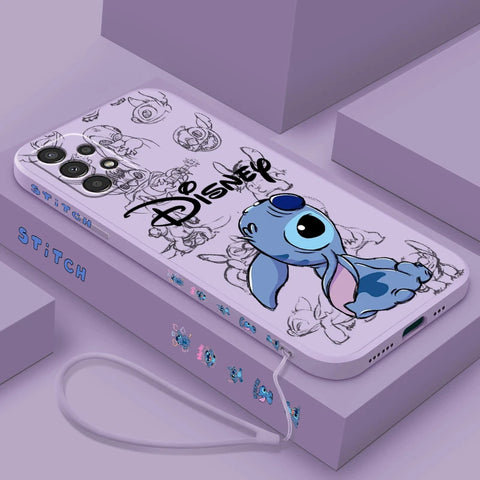 Lilo & Stitch Disney For Samsung A72 A54 A53 A52 A42 A34 A32 A25 A24 A23 A22 A15 A14 A13 A12 Liquid Left Rope Phone Case