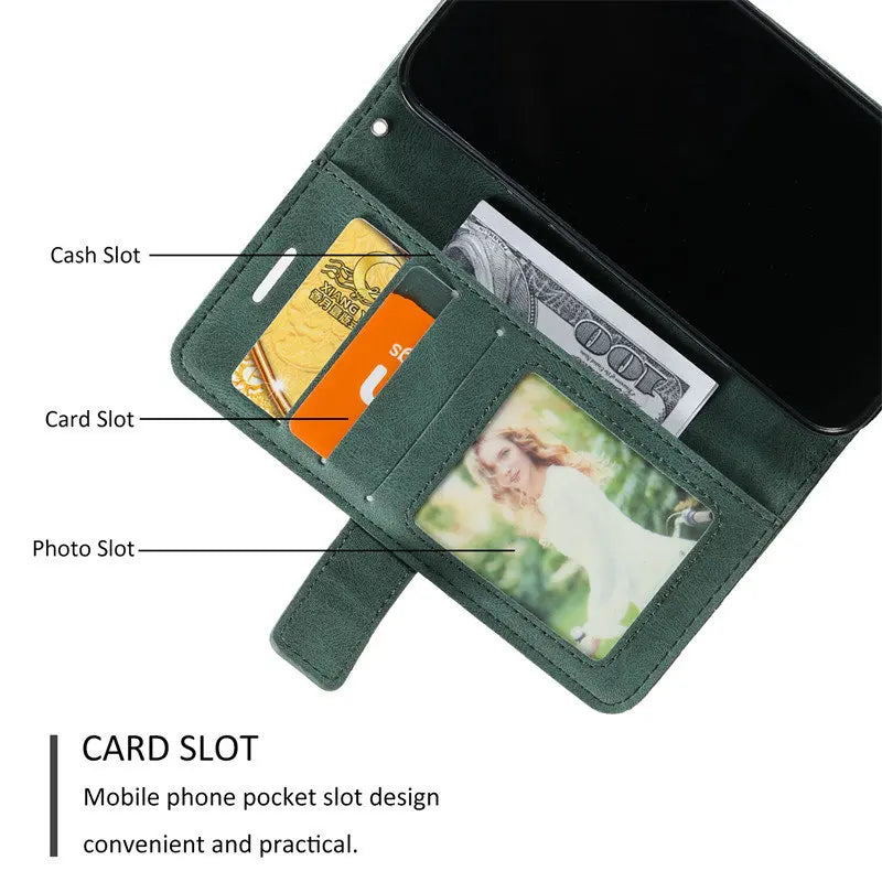 Wallet Business Magnetic Flip Leather Cover For iPhone