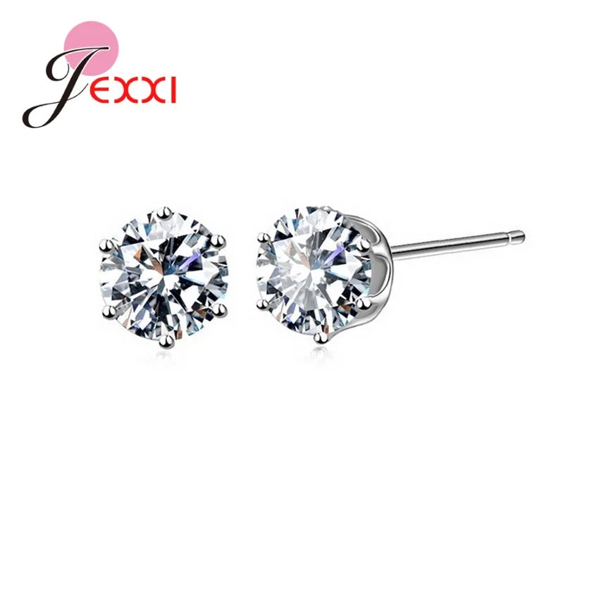 Full Crystal Cubic Zircon Gem Flower Stud Earrings For Women