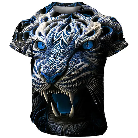 Men's T-Shirt 3D Tiger Print T Shirt Streetwear Quick Dry Fashion