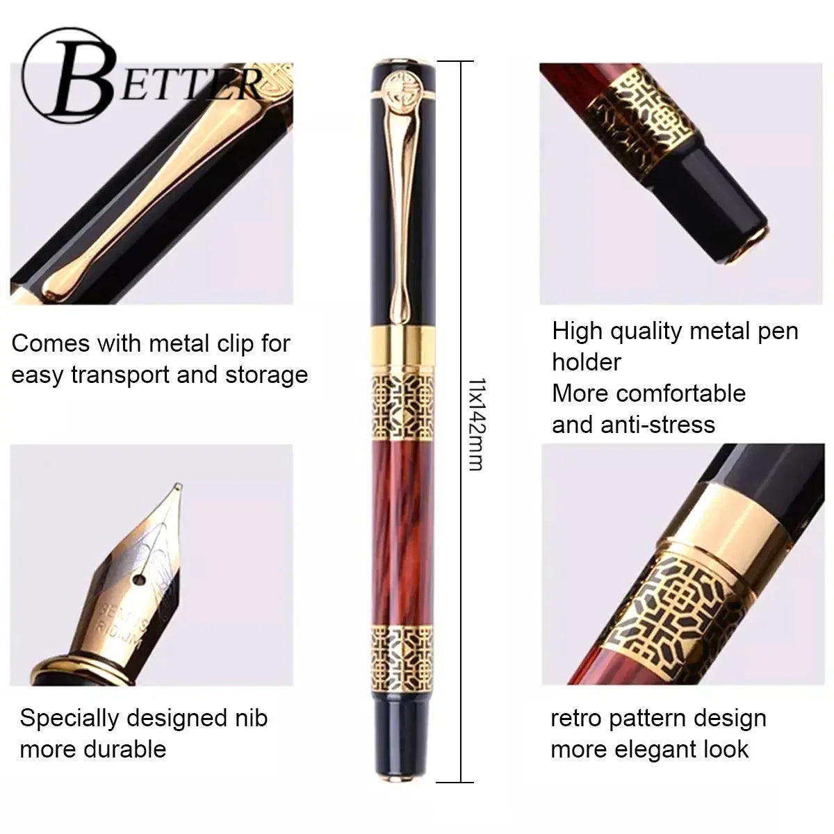 Metal Fountain Pens Retro Ink High Quality For Business