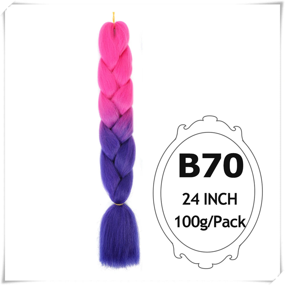 24 Inch Ombre purple jumbo Braiding Hair Synthetic