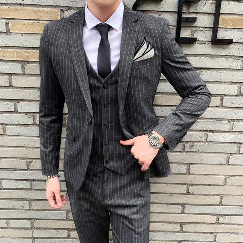 Classic Striped Men's Jacket Suit