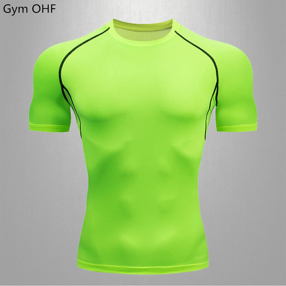 Gym T-shirt Men Rashguard Boxing Breathable T-shirts Long Sleeve Muay Thai Sportswear Bjj Muscle Compression Fitness Tights Tops