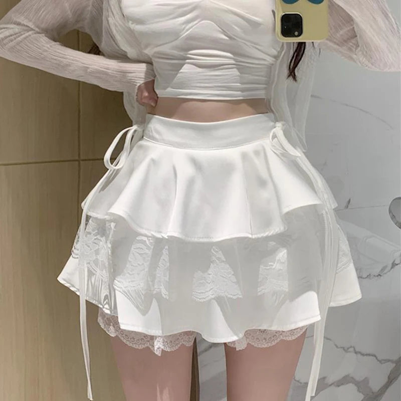 Sweet Solid Women Mini Skirt