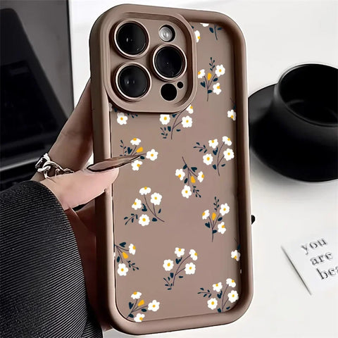 Oil Painting White Rose Flower Silicone Phone Case