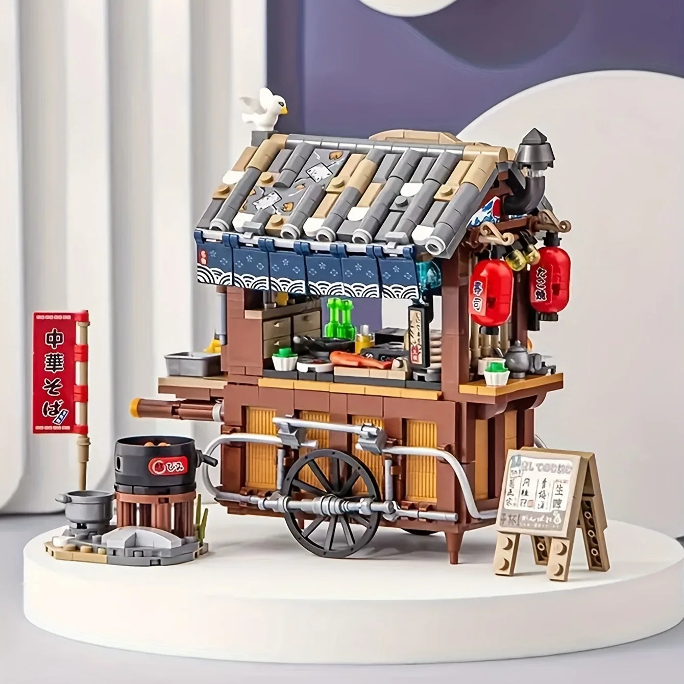 New Style Food Stall Braised Octopus Restaurant Mini Building Blocks