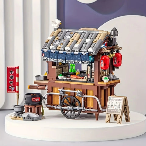 New Style Food Stall Braised Octopus Restaurant Mini Building Blocks