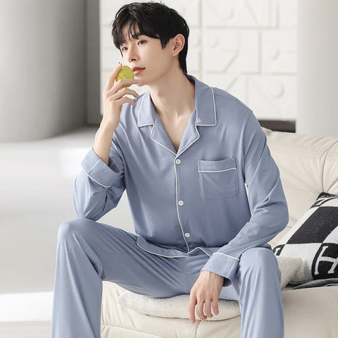 Autumn Pajamas Sets Men Long Sleeve