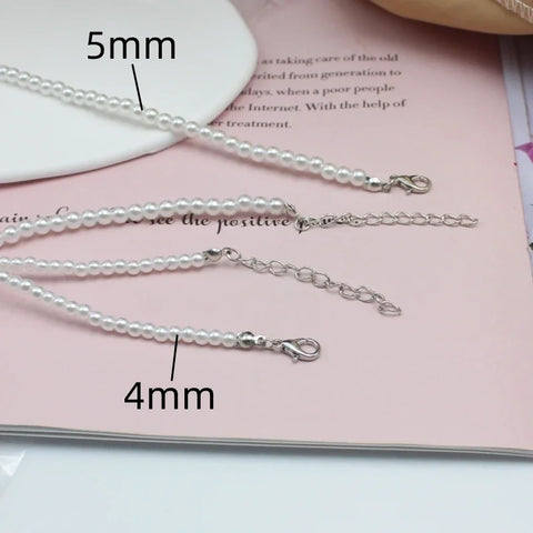 4mm-6mm Imitation Pearl Pendant Necklace for Women Elegant Romantic Invisible Fish Wire Clavicle Bead Collares Wedding  Jewelry