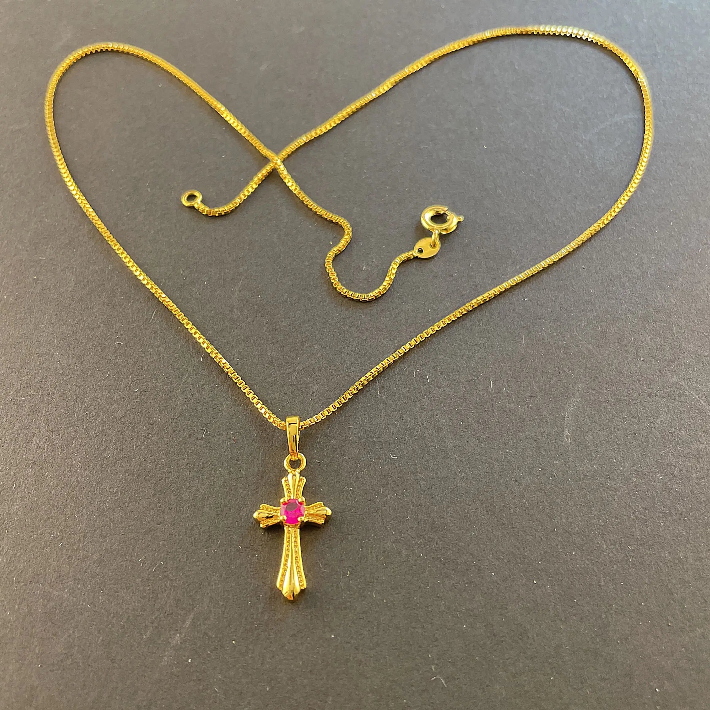 Korea Gold 24K Necklace Gold Plating Cross Necklace For Girls