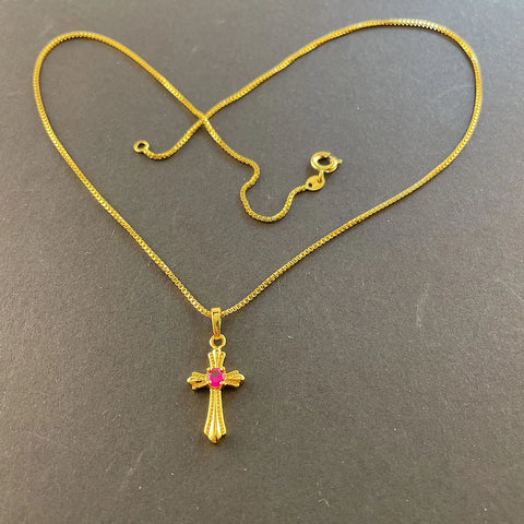 Korea Gold 24K Necklace Gold Plating Cross Necklace For Girls