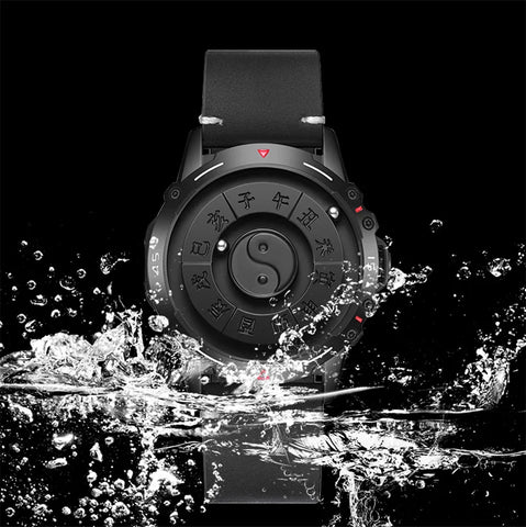 DOM 1737 Creative Watch Black Leather Magnetic Ball Metal Multinational Wristwatch Men Fashion 3atm Waterproof Sports Male Clock