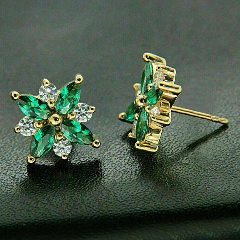 Huitan Dazzling Green Stud Earrings for Women