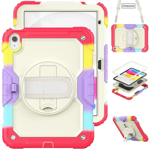 For IPad 10.2 7th 8th 9th 10th Gen Air 2 3 4 5 10.9 Mini 6 9.7 Pro 11 Tablet Case Kids Silicone PC Armor Stand Shockproof Cover