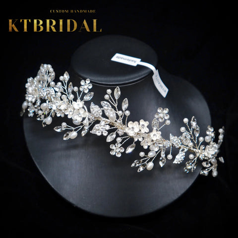 New KTBRIDAL 2 Designs Tiara Handmade Bridal Headpieces Crystal Leavesl Fashion Jewelry Women Gift Wedding Accessiories