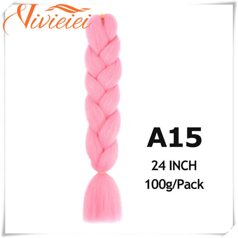 VIVIEIEI Synthetic Braiding Hair 24 Inch Jumbo Braid Ombre Jumbo Hair Extension for Women DIY Hair Braids Purple Pink Yellow Red