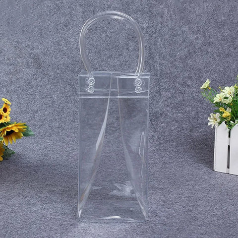 28*20*10cm Ice Bag Wine Champagne Bucket Cooler Transparent PVC Foldable Drink Bottle Chiller For Barware Kitchen