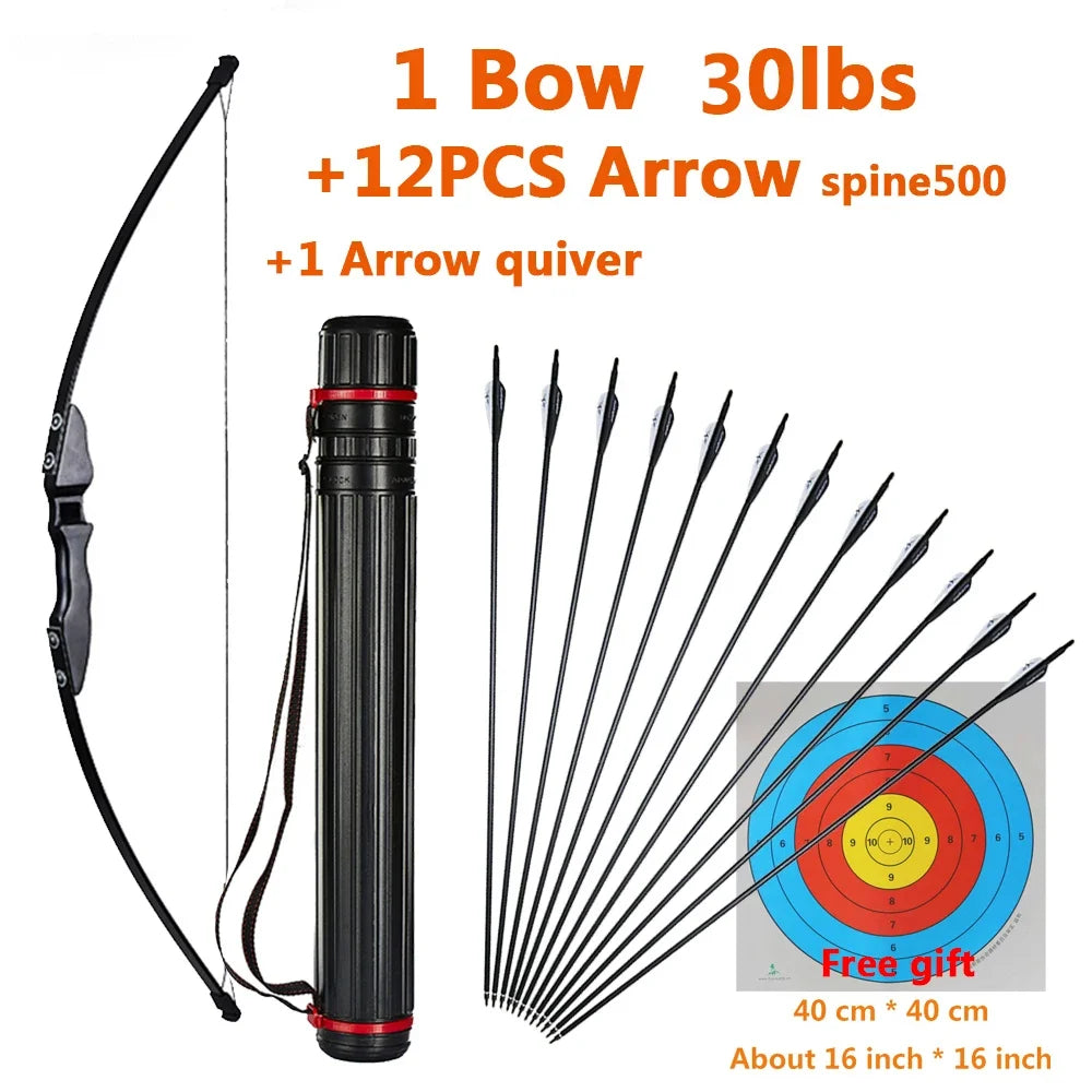 1pc Archery Recurve Bow Take-Down Straight Draw Bow For Children Adults Beginner Shooting Practise Hunting Game Accessories